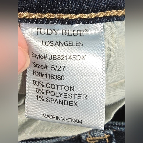 Judy Blue Midrise Distressed Cropped Straight Leg Jeans Size 5/27 - Picture 7 of 9